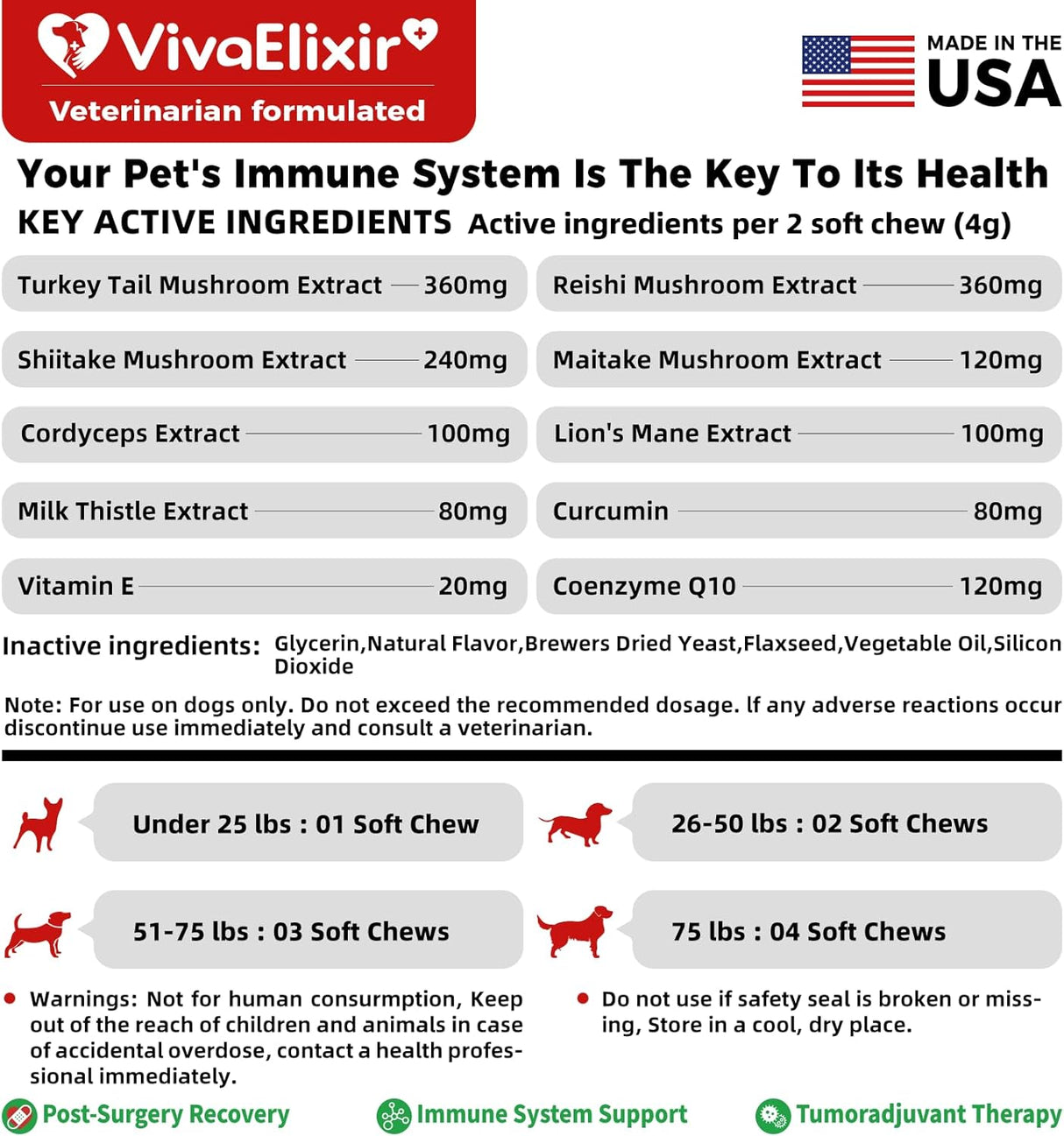 VIVAELIXIR - VivaElixir Immune Support Chews with Turkey Tail Mushroom Reishi Shiitake Maitake Curcumin & CoQ10 150 Masticables - The Red Vitamin MX - Suplementos Herbales Para Perros - {{ shop.shopifyCountryName }}