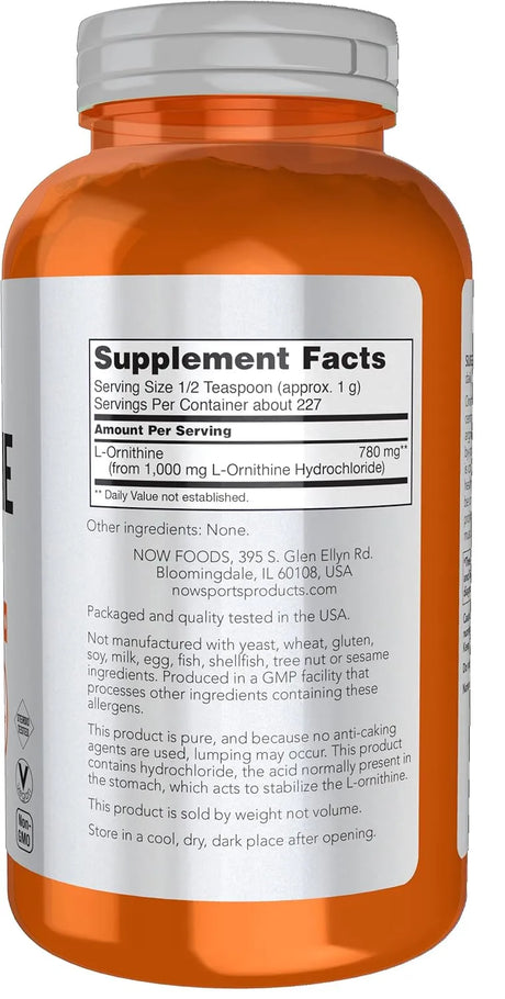 NOW SPORTS - NOW Foods Sports Nutrition L- Ornithine Powder 227Gr. 2 Pack - The Red Vitamin MX - Suplementos Alimenticios - {{ shop.shopifyCountryName }}