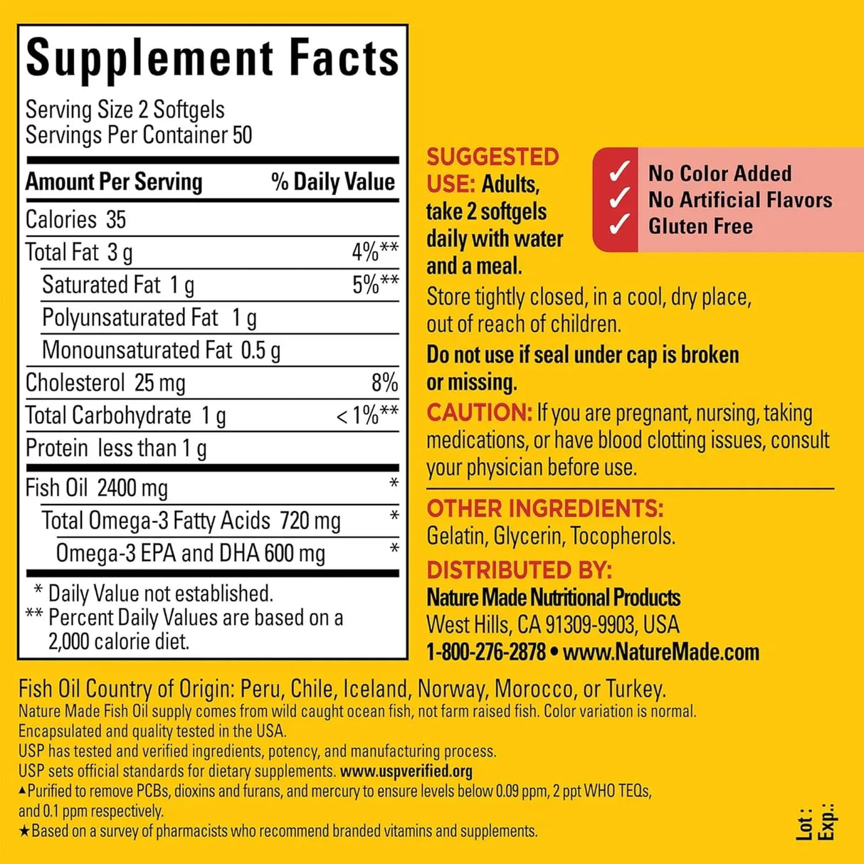 NATURE MADE - Nature Made Fish Oil 1200Mg. 100 Capsulas Blandas - The Red Vitamin MX - Suplementos Alimenticios - {{ shop.shopifyCountryName }}