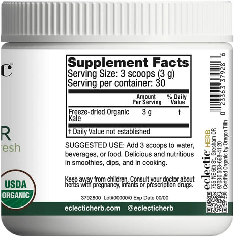 ECLECTIC HERB - Eclectic Herb Raw Fresh Freeze-Dried Kale Whole Food Powder 90Gr. - The Red Vitamin MX - Suplementos Alimenticios - {{ shop.shopifyCountryName }}