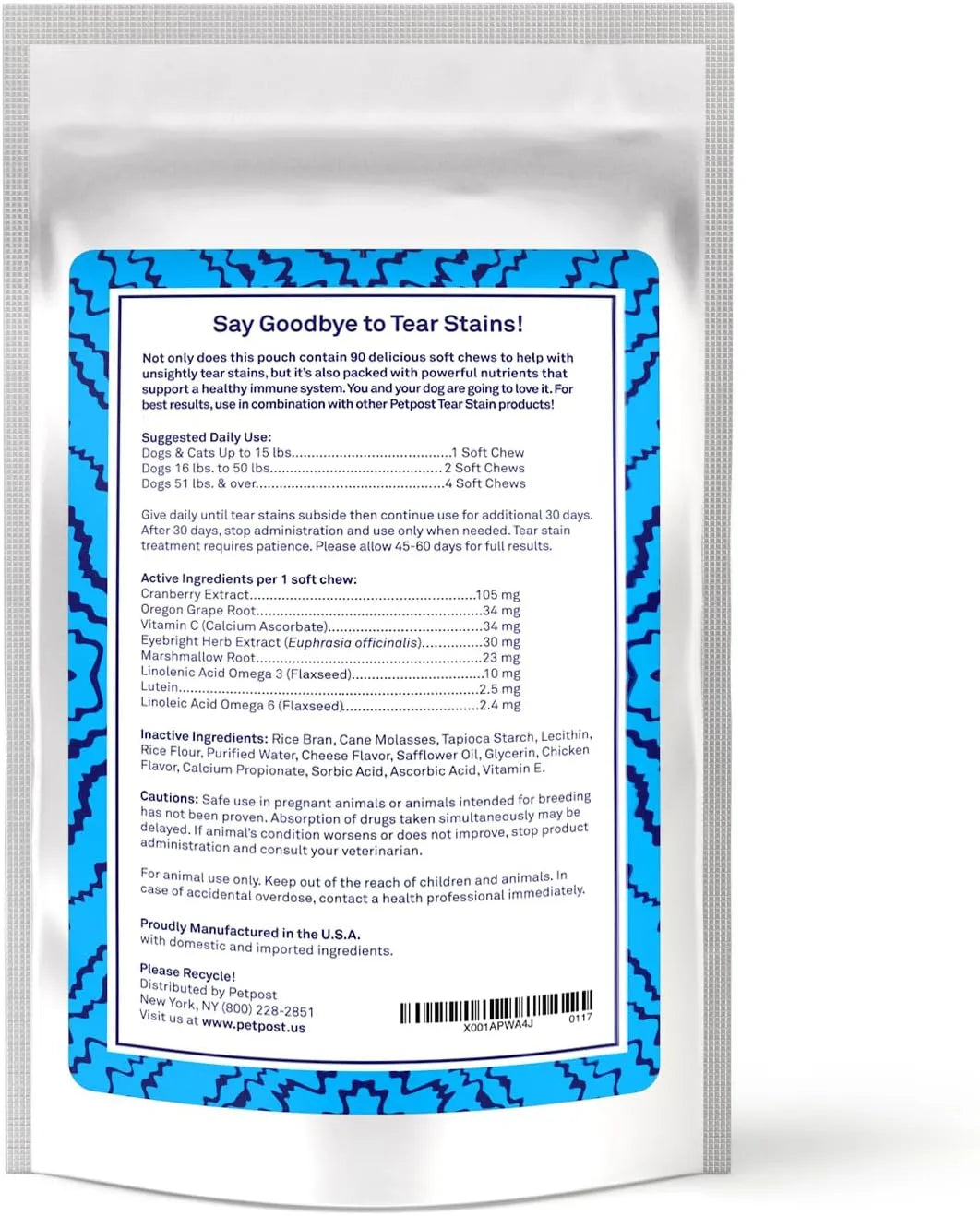 PETPOST - Petpost Tear Stain Remover Chicken Flavored Soft Chews 90 Masticables - The Red Vitamin MX - Cuidado De Los Ojos De Los Perros - {{ shop.shopifyCountryName }}