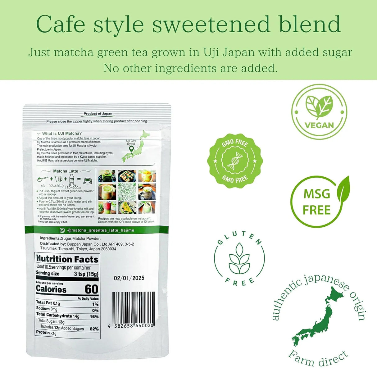 BJDESIGN - BJDesign Matcha Latte Powder “HAJIME” Sweetened Matcha Green Tea Powder 150Gr. - The Red Vitamin MX - Suplementos Alimenticios - {{ shop.shopifyCountryName }}