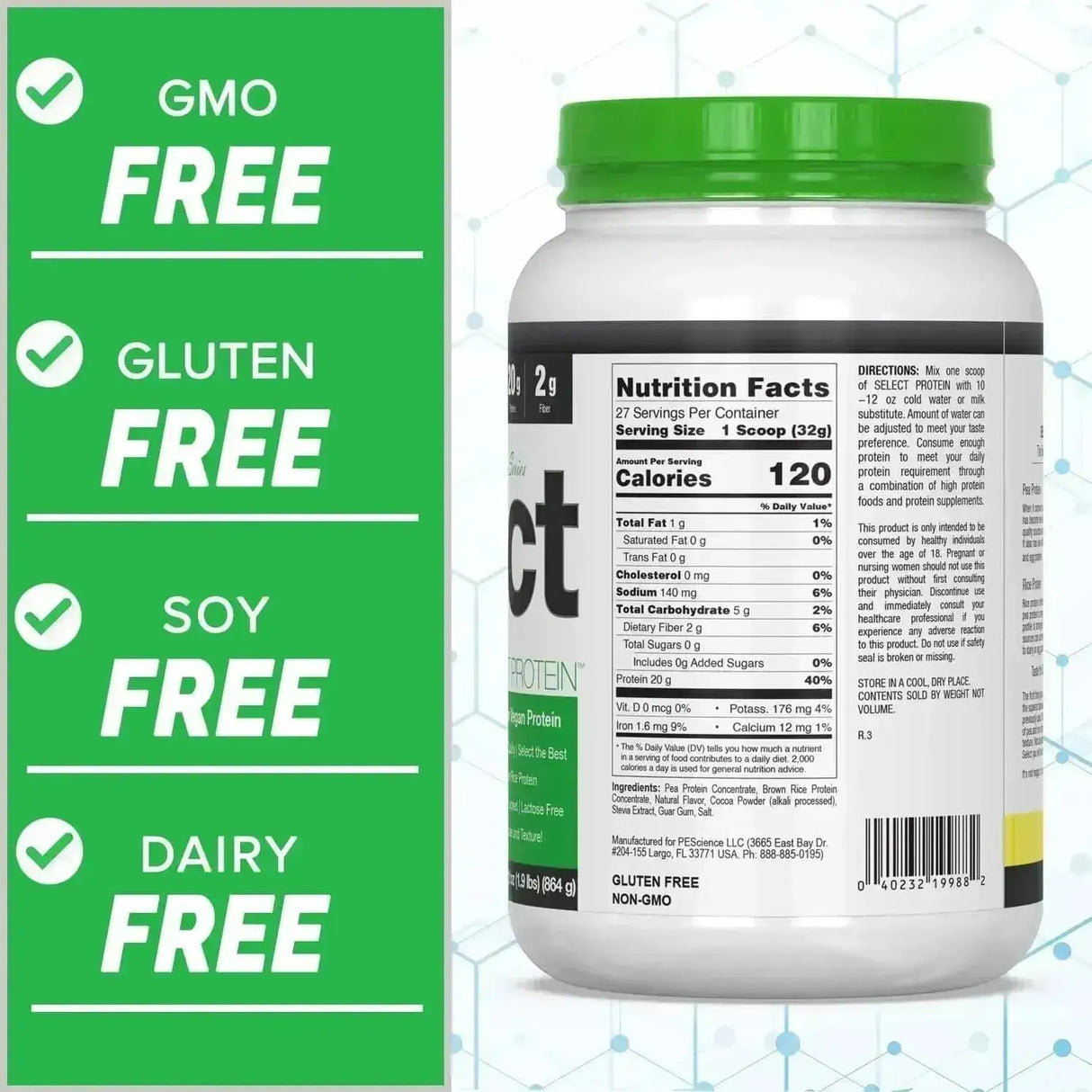 PESCIENCE - PEScience Select Vegan Plant Based Protein Powder Chocolate 27 Servicios 864Gr. - The Red Vitamin MX - Suplementos Alimenticios - {{ shop.shopifyCountryName }}