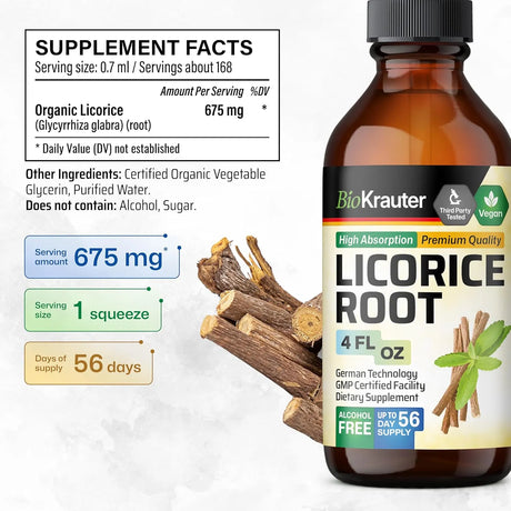 BIOKRAUTER - BIO KRAUTER Licorice Root Tincture 4 Fl.Oz. - The Red Vitamin MX - Suplementos Alimenticios - {{ shop.shopifyCountryName }}