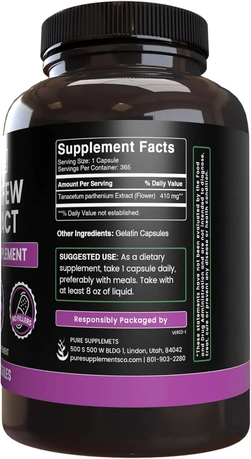 PURE ORIGINAL INGREDIENTS - Pure Original Ingredients Feverfew Extract 365 Capsulas - The Red Vitamin MX - Suplementos Alimenticios - {{ shop.shopifyCountryName }}