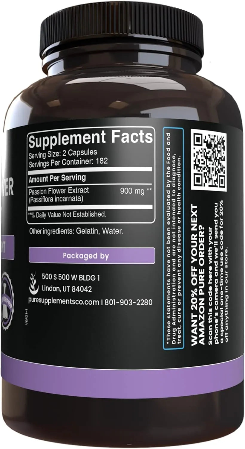 PURE ORIGINAL INGREDIENTS - Pure Original Ingredients Passion Flower Extract 365 Capsulas - The Red Vitamin MX - Suplementos Alimenticios - {{ shop.shopifyCountryName }}