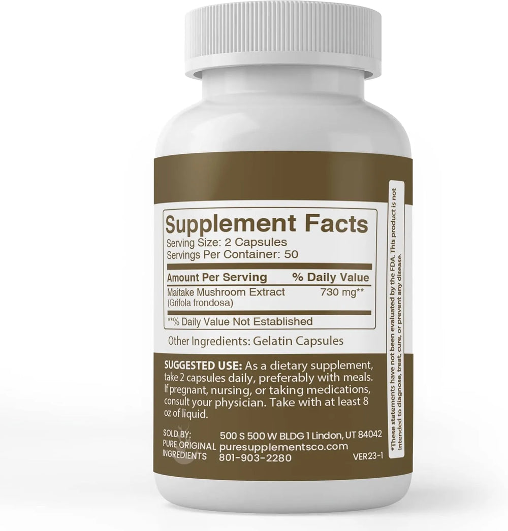 PURE ORIGINAL INGREDIENTS - Pure Original Ingredients Maitake Mushroom Extract 100 Capsulas - The Red Vitamin MX - Suplementos Alimenticios - {{ shop.shopifyCountryName }}