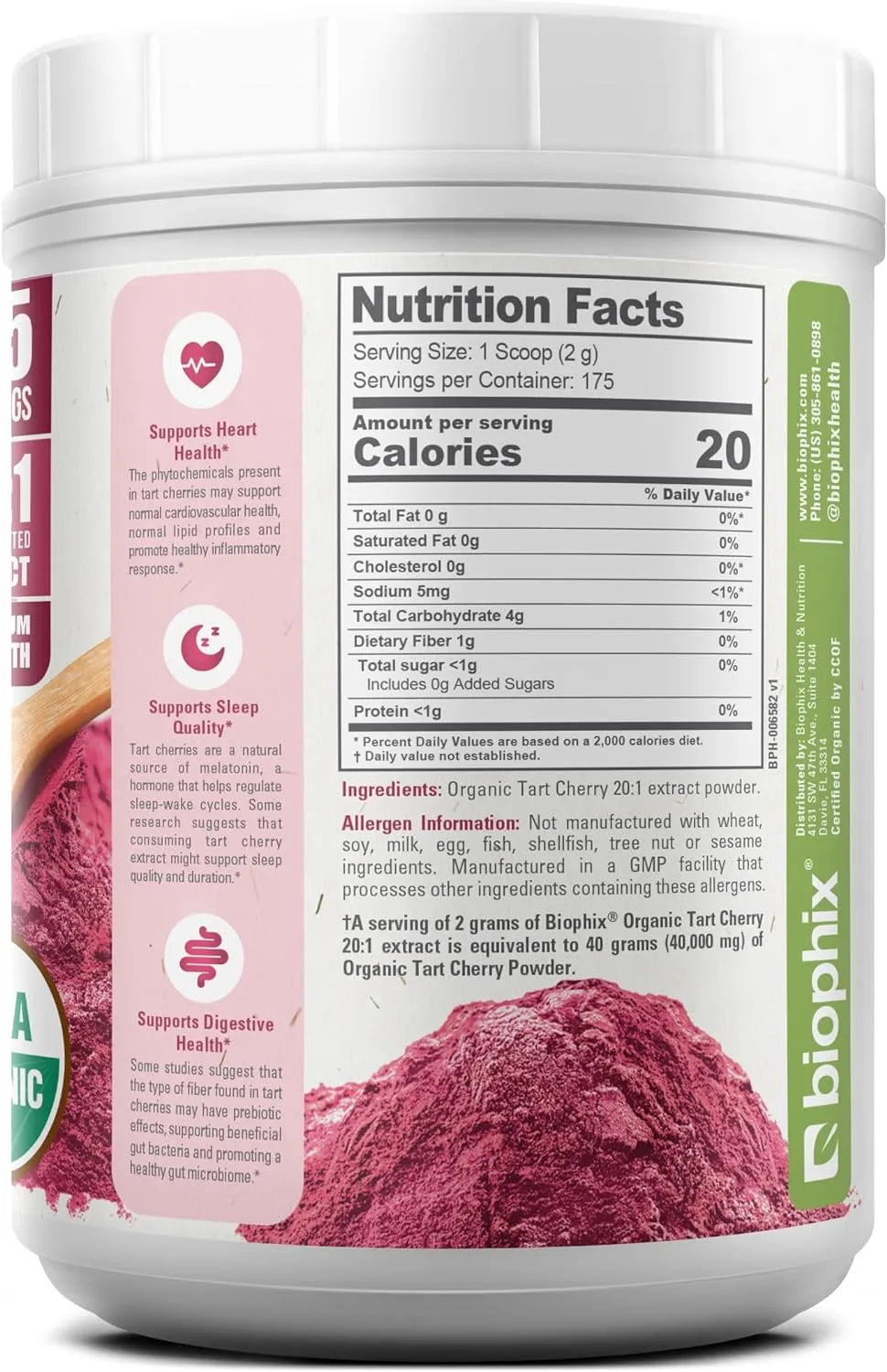 BIOPHIX - biophix Tart Cherry Powder Organic USDA 20:1 Extract 350Gr. - The Red Vitamin MX - Suplementos Alimenticios - {{ shop.shopifyCountryName }}