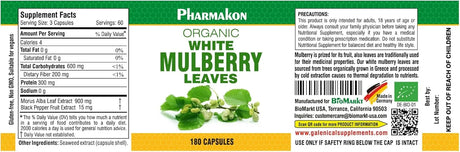 PHARMAKON - PHARMAKON Organic White Mulberry Leaf 180 Capsulas - The Red Vitamin MX - Suplementos Alimenticios - {{ shop.shopifyCountryName }}