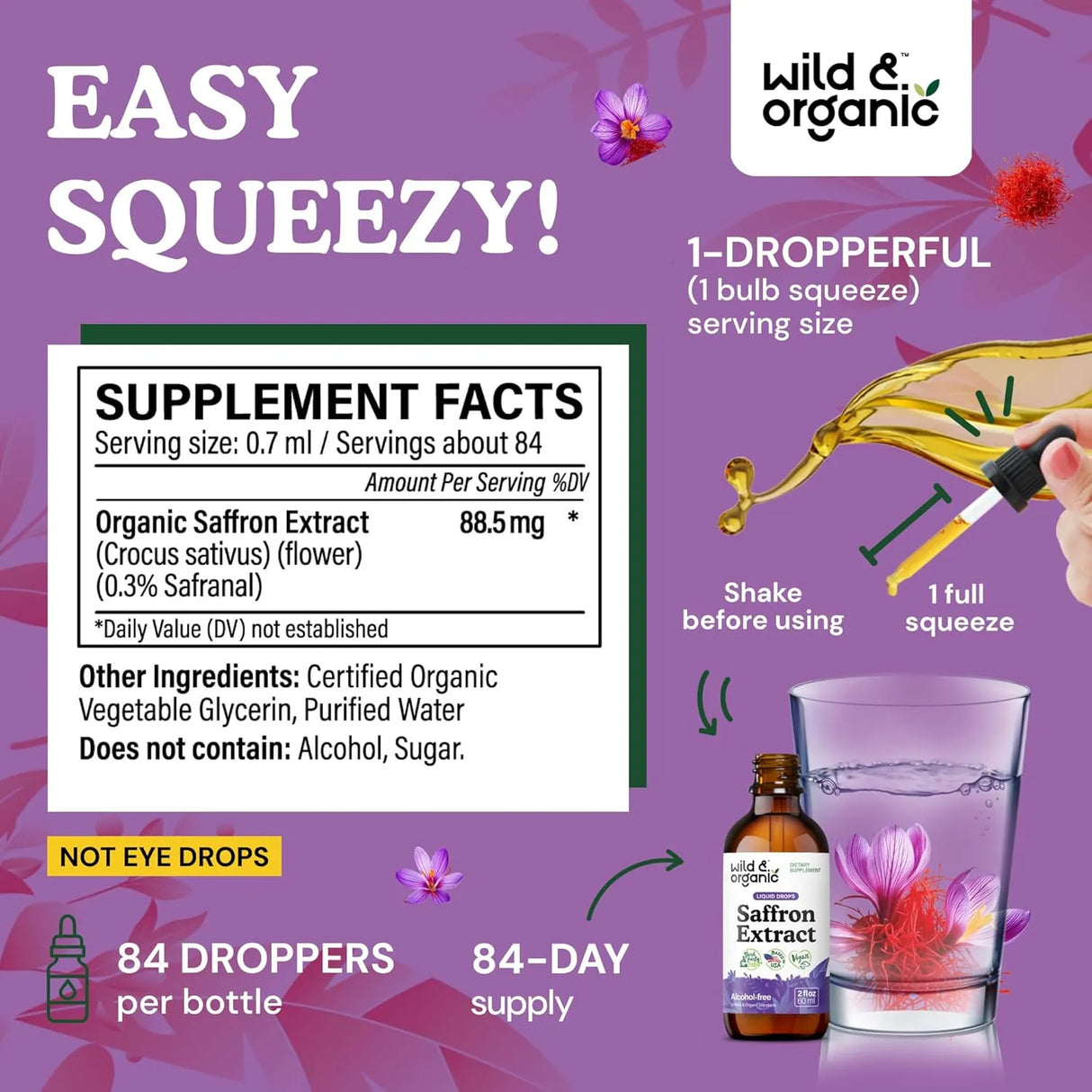 WILD & ORGANIC - Wild & Organic Saffron Tincture 88.5Mg. 2 Fl.Oz. - The Red Vitamin MX - Suplementos Alimenticios - {{ shop.shopifyCountryName }}