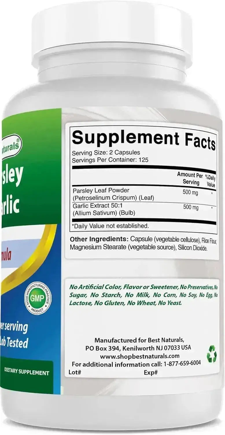 BEST NATURALS - Best Naturals Parsley and Garlic 1000Mg. 250 Capsulas - The Red Vitamin MX - Suplementos Alimenticios - {{ shop.shopifyCountryName }}