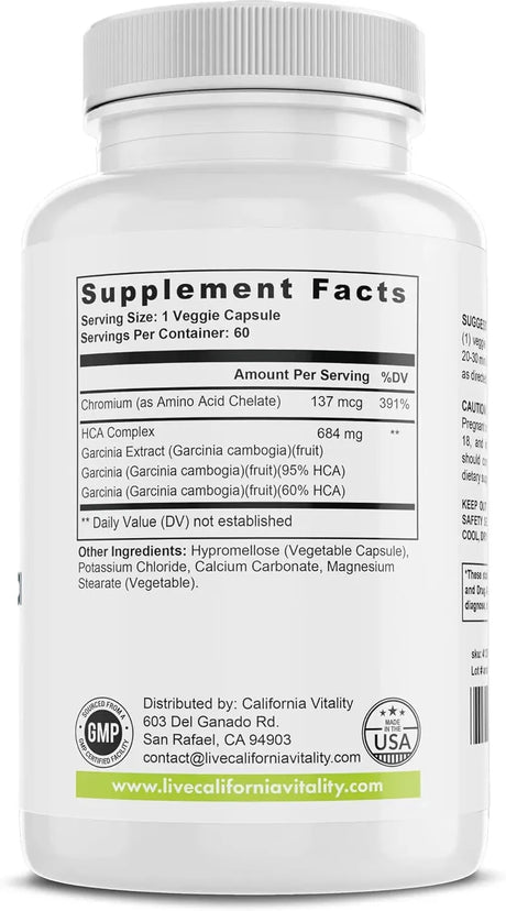 CALIFORNIA VITALITY - California Vitality Garcinia Cambogia 60 Capsulas - The Red Vitamin MX - Suplementos Alimenticios - {{ shop.shopifyCountryName }}