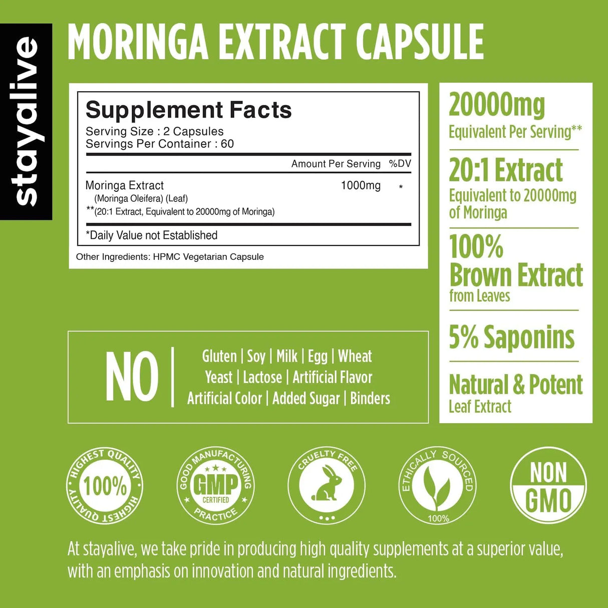 STAY ALIVE - STAY ALIVE Pure Moringa 20,000Mg. 120 Capsulas - The Red Vitamin MX - Suplementos Alimenticios - {{ shop.shopifyCountryName }}