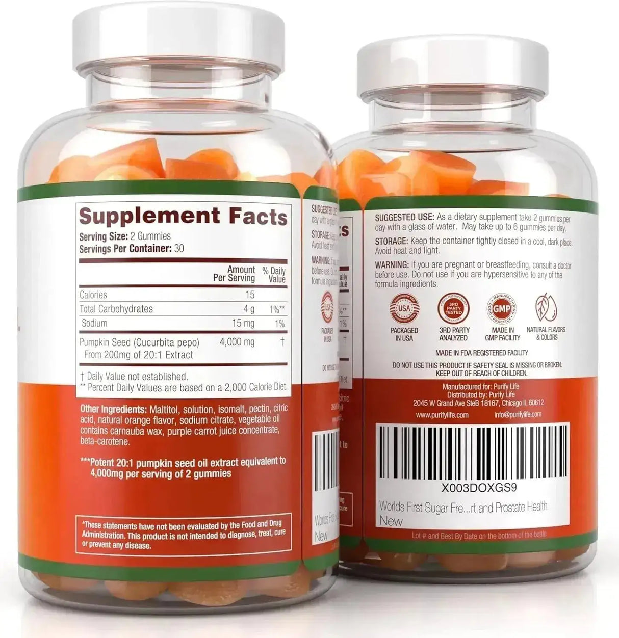 PURIFY LIFE - Purify Life Sugar-Free Pumpkin Seed Oil Gummies 4000Mg. 60 Gomitas - The Red Vitamin MX - Suplementos Alimenticios - {{ shop.shopifyCountryName }}