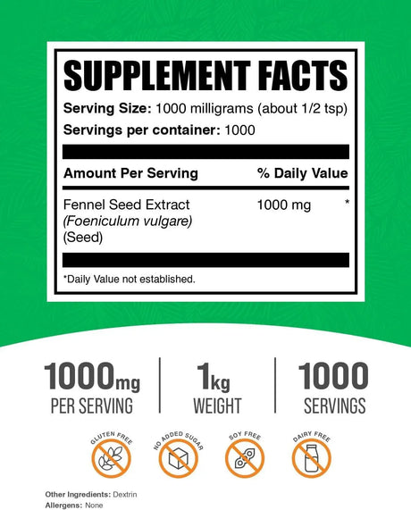 BULK SUPPLEMENTS - Bulk Supplements Fennel Seed Extract Powder 1 Kg. - The Red Vitamin MX - Suplementos Alimenticios - {{ shop.shopifyCountryName }}