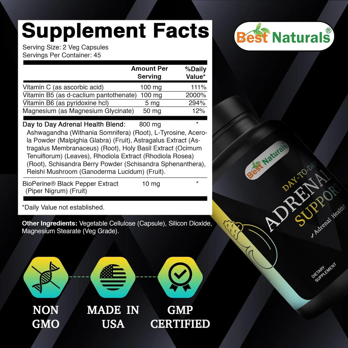 BEST NATURALS - Best Naturals Day-to-Day Adrenal Support 90 Capsulas - The Red Vitamin MX - Suplementos Alimenticios - {{ shop.shopifyCountryName }}