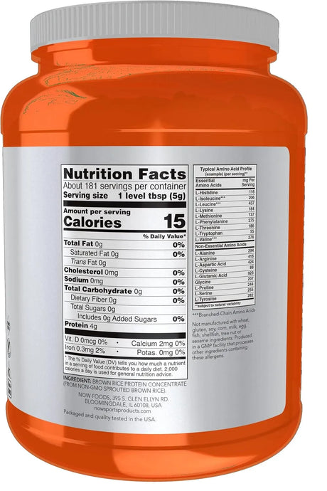 NOW SUPPLEMENTS - NOW Foods Sports Nutrition Sprouted Brown Rice Protein Unflavored Powder 907Gr. - The Red Vitamin MX - Suplementos Alimenticios - {{ shop.shopifyCountryName }}
