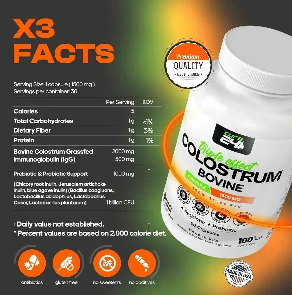 CURE24 - Cure24 Bovine Colostrum 1500Mg. 90 Capsulas - The Red Vitamin MX - Suplementos Alimenticios - {{ shop.shopifyCountryName }}