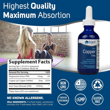 TRACE MINERALS - Trace Minerals Liquid Ionic Copper 3Mg. 2 Fl.Oz. - The Red Vitamin MX - Suplementos Alimenticios - {{ shop.shopifyCountryName }}