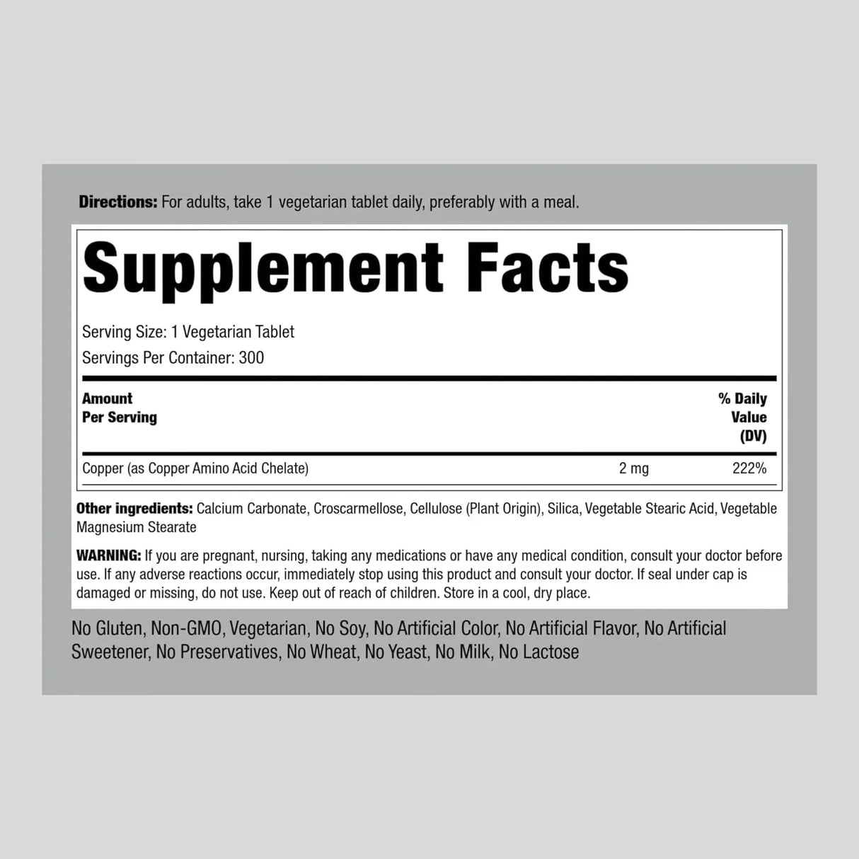 PIPING ROCK - Piping Rock Chelated Copper 2Mg. 300 Tabletas - The Red Vitamin MX - Suplementos Alimenticios - {{ shop.shopifyCountryName }}