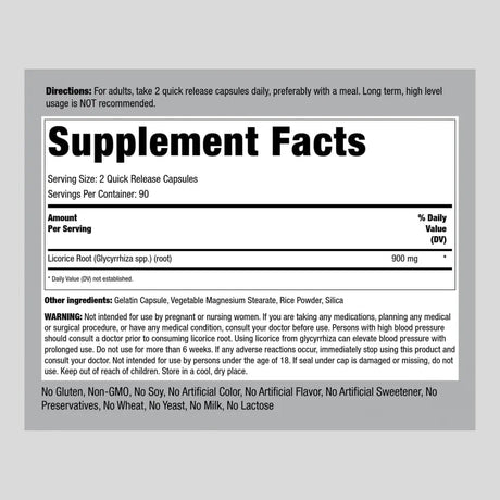 PIPING ROCK - Piping Rock Licorice Root Extract 900Mg. 180 Capsulas - The Red Vitamin MX - Suplementos Alimenticios - {{ shop.shopifyCountryName }}