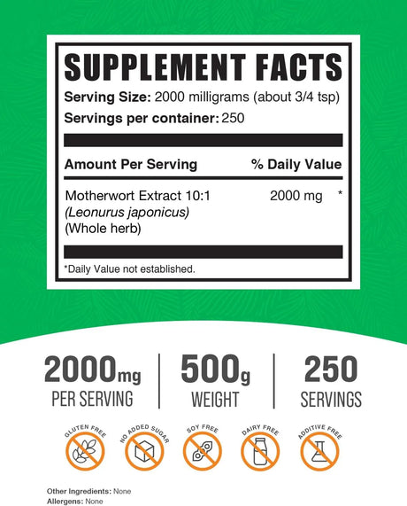 BULK SUPPLEMENTS - Bulk Supplements Motherwort Extract Powder 500Gr. - The Red Vitamin MX - Suplementos Alimenticios - {{ shop.shopifyCountryName }}