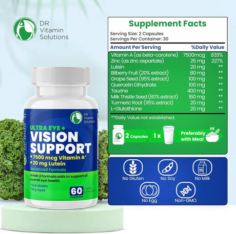 DR VITAMIN SOLUTIONS - DR Vitamin Solutions Vision Support Eye Vitamins for Macular Health 60 Capsulas - The Red Vitamin MX - Suplementos Alimenticios - {{ shop.shopifyCountryName }}