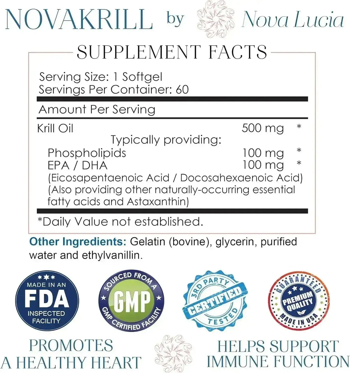 NOVA LUCIA - Nova Lucia Natural Krill Oil 1000Mg. 60 Capsulas Blandas - The Red Vitamin MX - Suplementos Alimenticios - {{ shop.shopifyCountryName }}