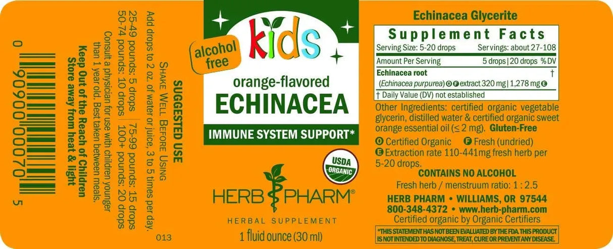 HERB PHARM - Herb Pharm Kids Certified-Organic Alcohol-Free Echinacea Glycerite Liquid Extract 1 Fl.Oz. - The Red Vitamin MX - Suplementos Alimenticios - {{ shop.shopifyCountryName }}