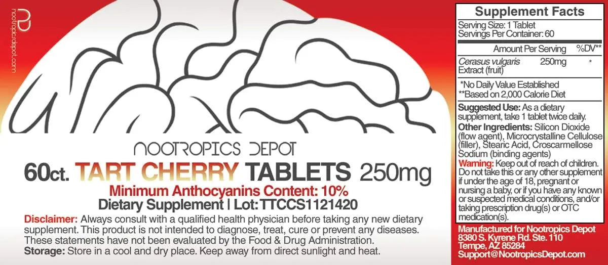 NOOTROPICS DEPOT - Nootropics Depot Tart Cherry Extract 250Mg. 60 Tabletas - The Red Vitamin MX - Suplementos Alimenticios - {{ shop.shopifyCountryName }}