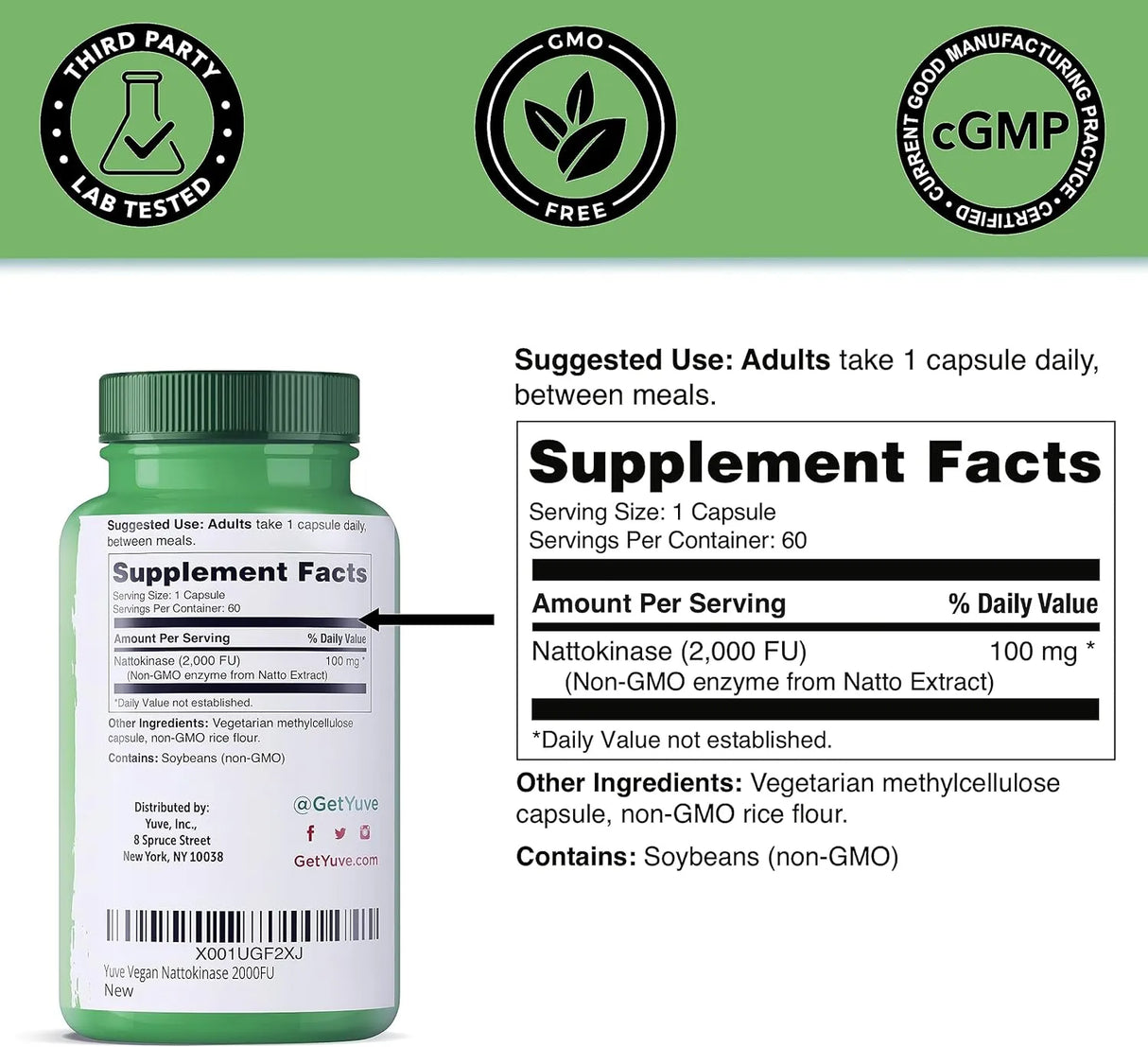 YUVE NATURALS - Yuve Nattokinase 4000 FU 60 Capsulas - The Red Vitamin MX - Suplementos Alimenticios - {{ shop.shopifyCountryName }}