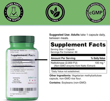 YUVE NATURALS - Yuve Nattokinase 4000 FU 60 Capsulas - The Red Vitamin MX - Suplementos Alimenticios - {{ shop.shopifyCountryName }}