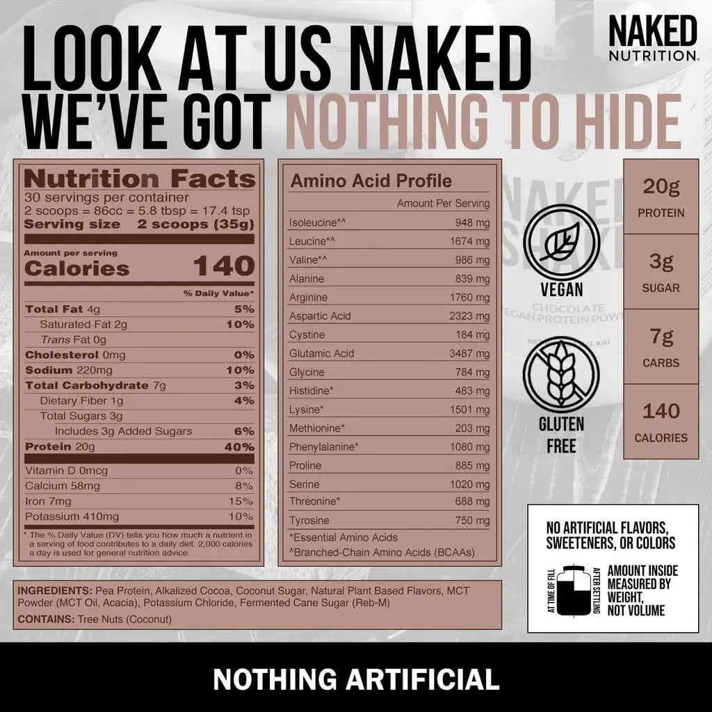 NAKED NUTRITION - Naked Shake Chocolate Protein Powder 30 Servicios 1 Kg. - The Red Vitamin MX - Suplementos Alimenticios - {{ shop.shopifyCountryName }}