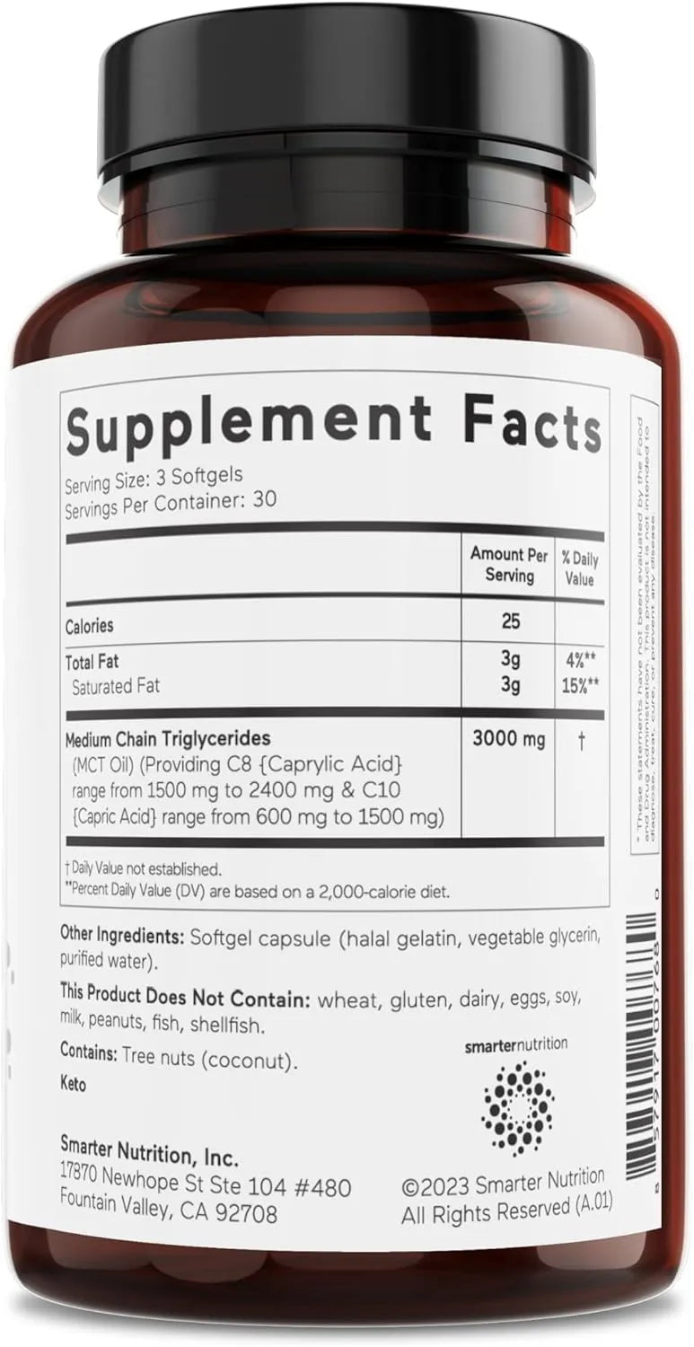 SMARTER NUTRITION - Smarter Nutrition MCT Oil 90 Capsulas Blandas - The Red Vitamin MX - Suplementos Alimenticios - {{ shop.shopifyCountryName }}