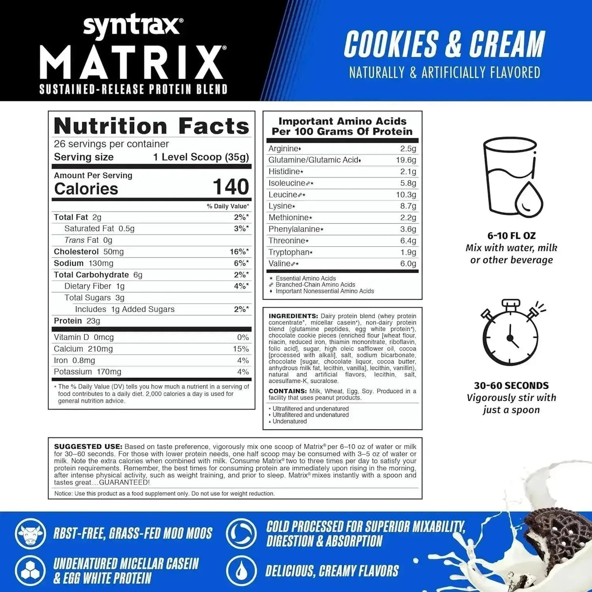 SYNTRAX NUTRITION - Syntrax Nutrition Matrix Protein Powder Cookies & Cream 907Gr. - The Red Vitamin MX - Suplementos Alimenticios - {{ shop.shopifyCountryName }}