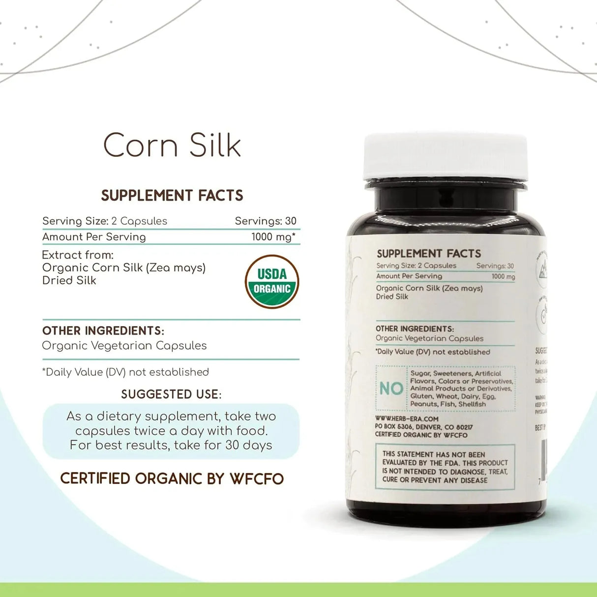 HERBERA - HerbEra Corn Silk USDA Organic 60 Capsulas - The Red Vitamin MX - Suplementos Alimenticios - {{ shop.shopifyCountryName }}