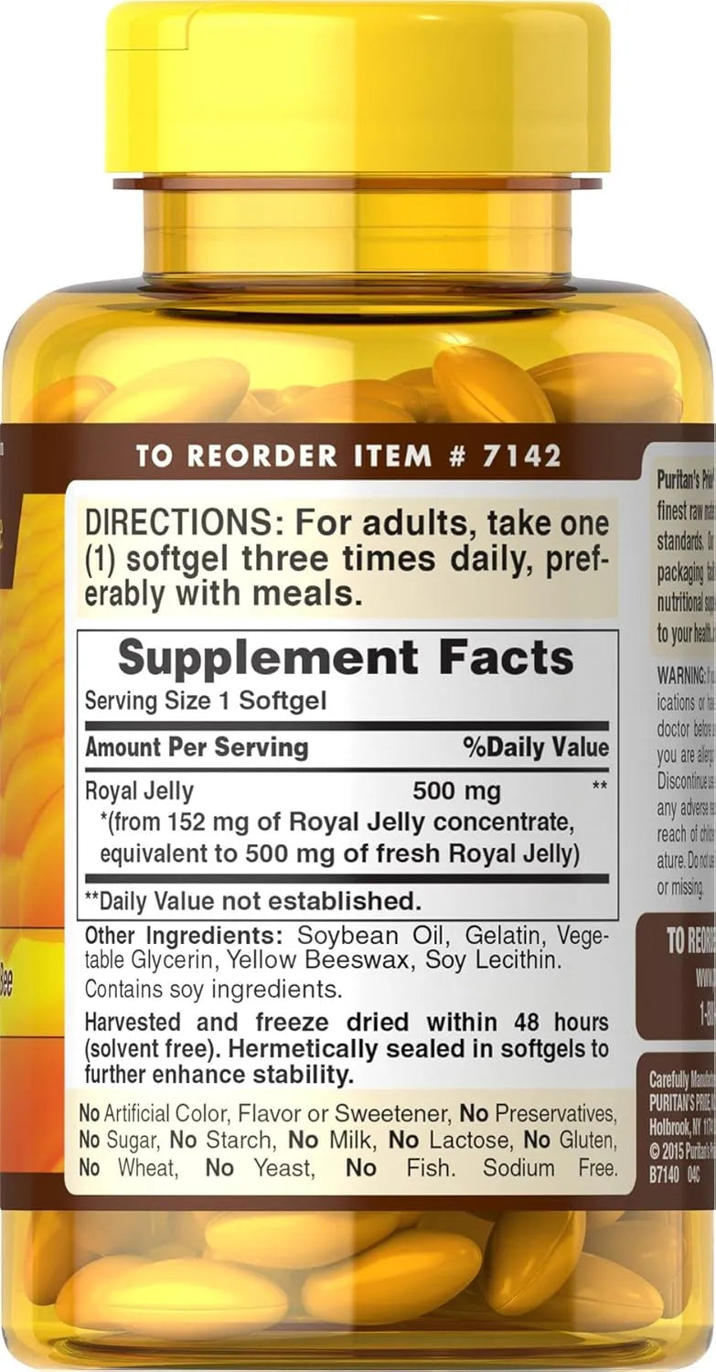 PURITAN'S PRIDE - Puritan's Pride Royal Jelly 500Mg. 120 Capsulas Blandas - The Red Vitamin MX - Suplementos Alimenticios - {{ shop.shopifyCountryName }}