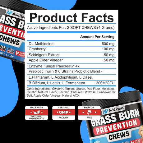 AVID PAWS - Avid Paws Dog Urine Neutralizer for Lawn 120 Masticables - The Red Vitamin MX - Salud De Tracto Urinario Para Perros - {{ shop.shopifyCountryName }}