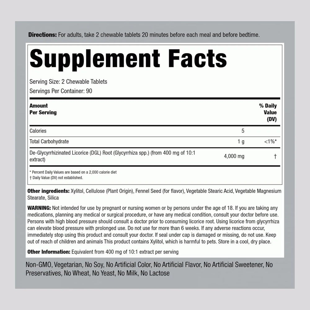 PIPING ROCK - Piping Rock DGL Licorice Root 4000Mg. 180 Tabletas Masticables - The Red Vitamin MX - Suplementos Alimenticios - {{ shop.shopifyCountryName }}