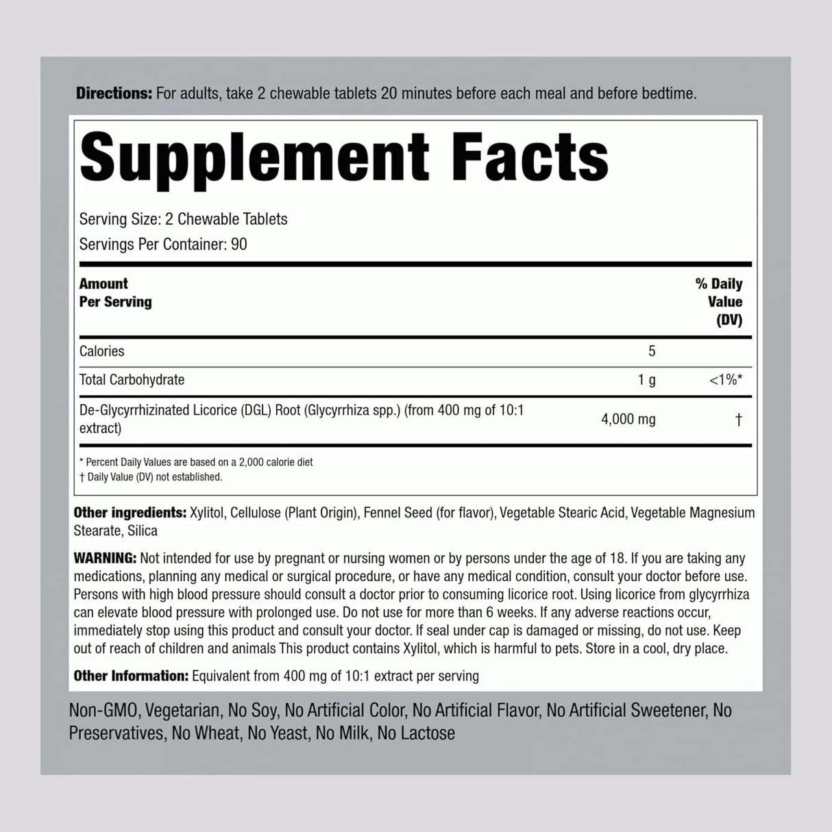 PIPING ROCK - Piping Rock DGL Licorice Root 4000Mg. 180 Tabletas Masticables - The Red Vitamin MX - Suplementos Alimenticios - {{ shop.shopifyCountryName }}