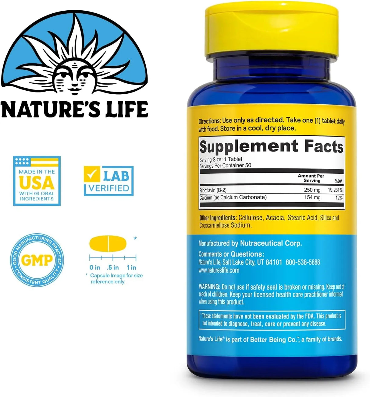 NATURE'S LIFE - Natures Life Vitamin B-2 250Mg. 50 Tabletas - The Red Vitamin MX - Suplementos Alimenticios - {{ shop.shopifyCountryName }}