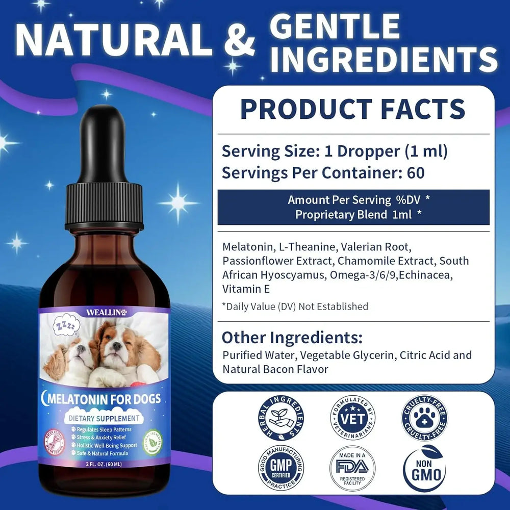 WEALLIN - WEALLIN Melatonin for Dogs with L-Theanine & Chamomile 60Ml. - The Red Vitamin MX - Relajantes Para Perros - {{ shop.shopifyCountryName }}