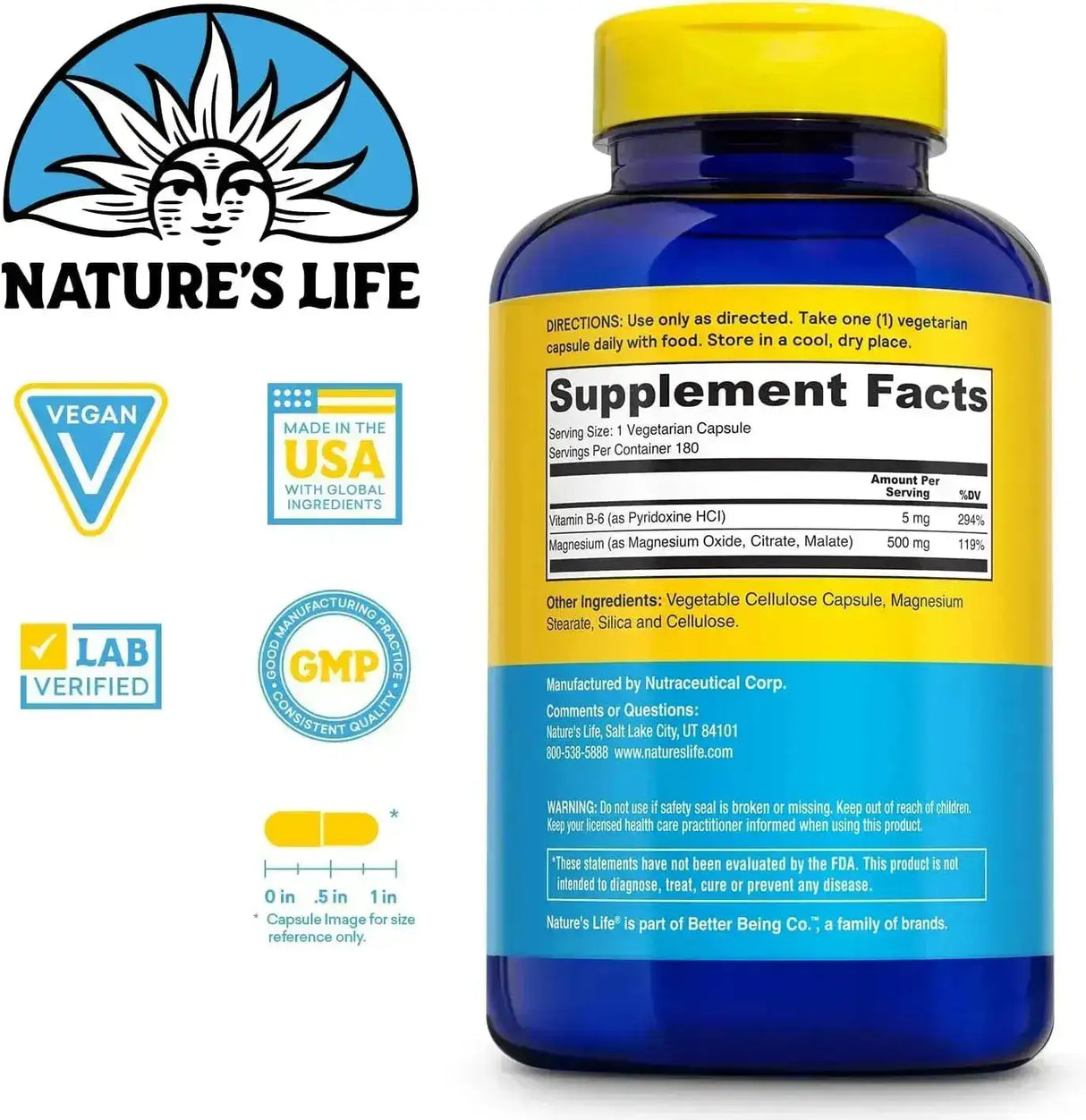 NATURE'S LIFE - Nature’s Life Renewing Magnesium 500Mg. 180 Capsulas - The Red Vitamin MX - Suplementos Alimenticios - {{ shop.shopifyCountryName }}
