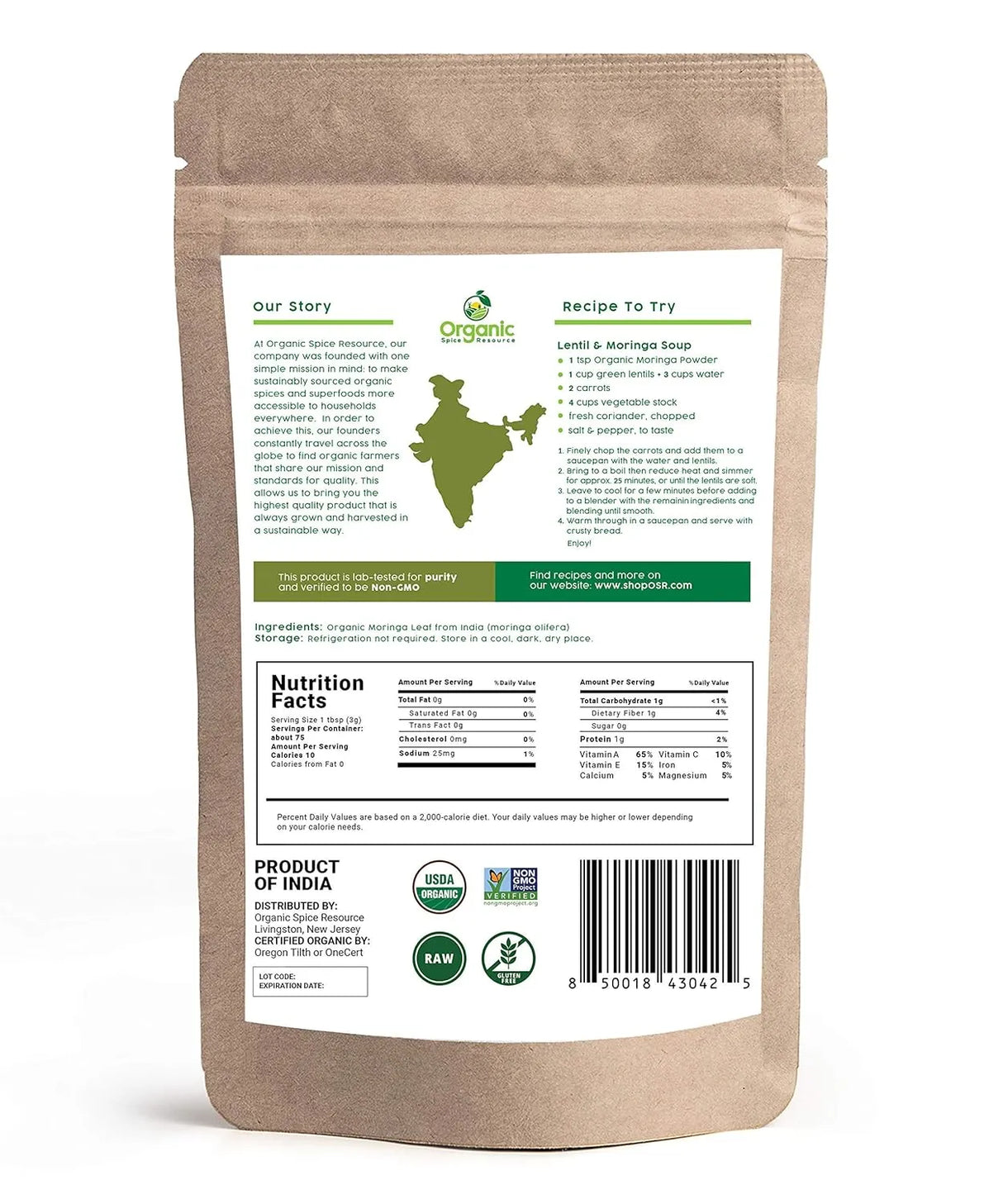 ORGANIC SPICE RESOURCE - Organic Spice Resource Moringa Powder 226Gr. - The Red Vitamin MX - Suplementos Alimenticios - {{ shop.shopifyCountryName }}