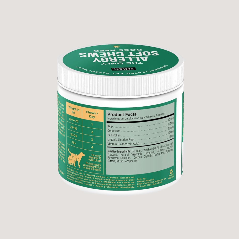 Natural Rapport Dog Allergy Supplement 120 Masticables