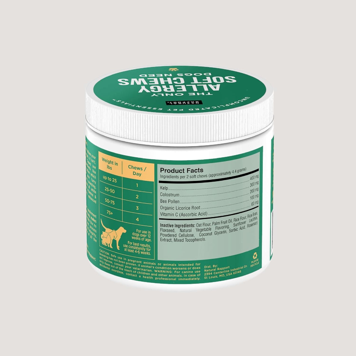 Natural Rapport Dog Allergy Supplement 120 Masticables