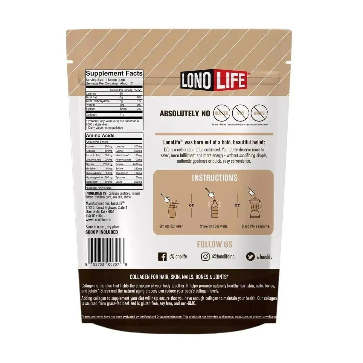 LONOLIFE - LonoLife Mocha Collagen Peptides 227Gr. - The Red Vitamin MX - Suplementos Alimenticios - {{ shop.shopifyCountryName }}
