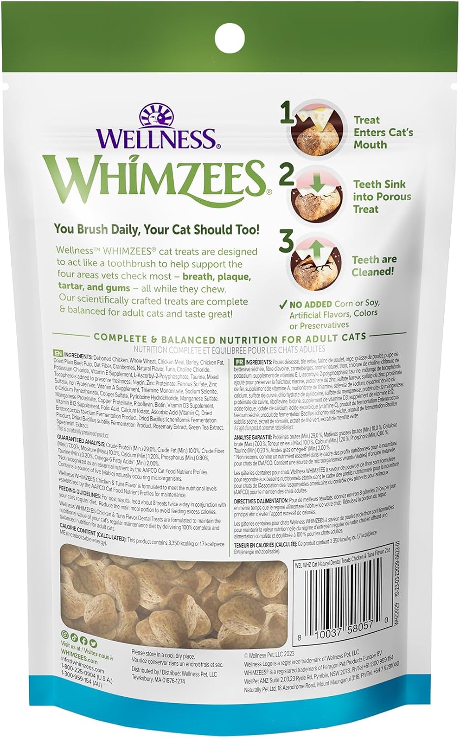 WHIMZEES Wellness Cat Dental Treats Natural Chews Chicken and Tuna Flavor 56Gr.