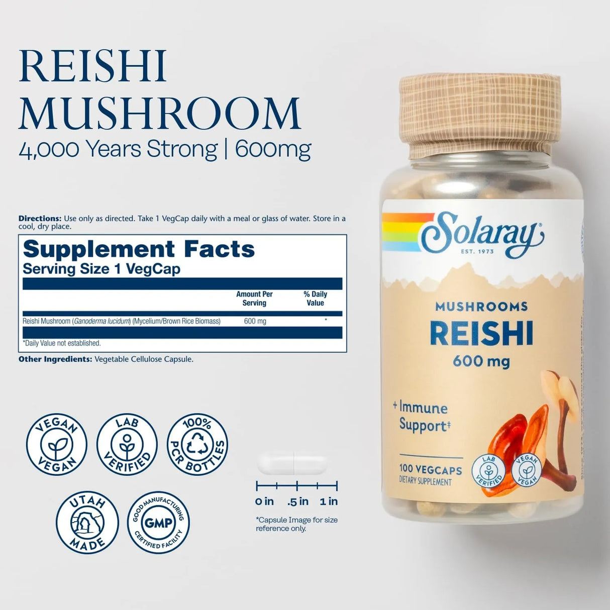 SOLARAY - SOLARAY Reishi Mushroom 600Mg. 100 Capsulas - The Red Vitamin MX - Suplementos Alimenticios - {{ shop.shopifyCountryName }}