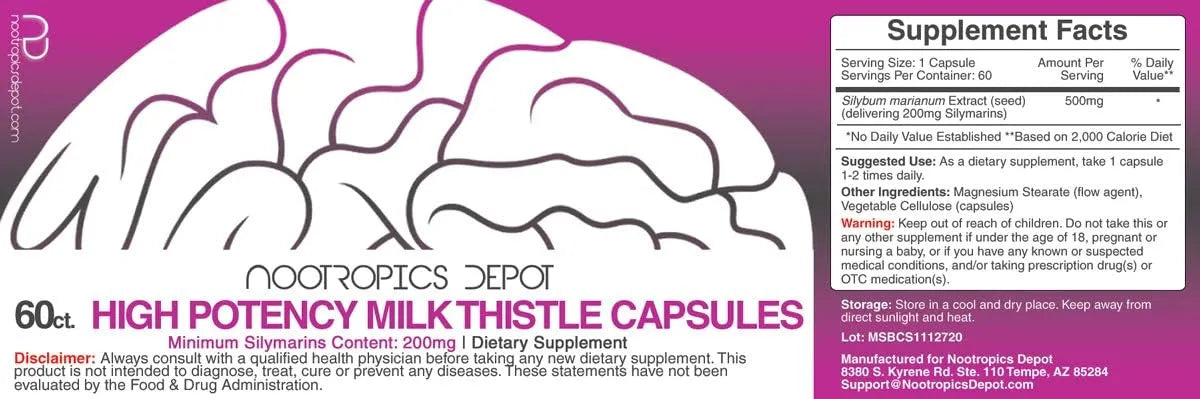 NOOTROPICS DEPOT - Nootropics Depot High Potency Milk Thistle Extract 200Mg. 60 Capsulas - The Red Vitamin MX - Suplementos Alimenticios - {{ shop.shopifyCountryName }}